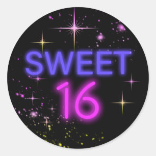 Neon Glow Sweet 16 ID760 Classic Round Sticker