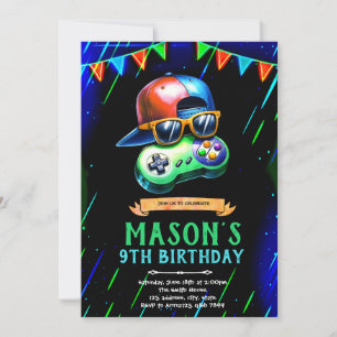 Neon glow Teenager birthday party invitation
