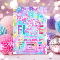 Neon Glow Tie Dye High Five 5th Birthday Party
