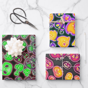 Neon Glowing Critters Wrapping Paper Sheet