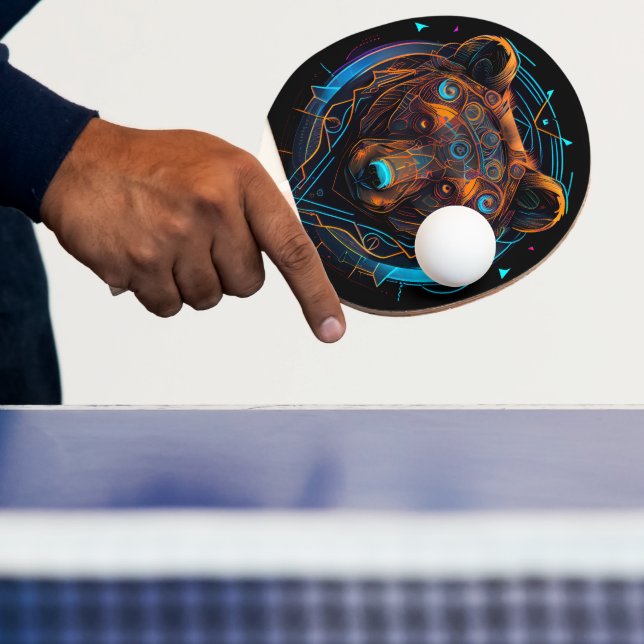 Neon Glowing Luminous Bear Artistic Ping Pong Paddle (Insitu)