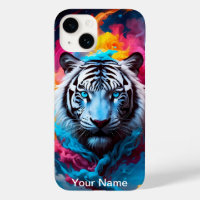 Neon Glowing Tiger mystical and ethereal