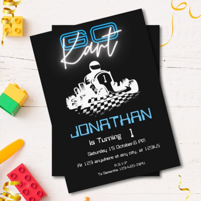 Neon Go-Kart Birthday invitation (Creator Uploaded)