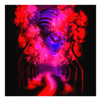 Neon Goddess in Enchanted Forest Photo Print