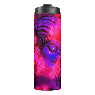 Neon Goddess in Enchanted Forest Thermal Tumbler