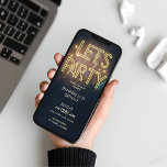 Neon Gold Light Digital Party e-invite Template<br><div class="desc">Create a vibrant digital party invitation with our Neon Gold Light e-invite template. Perfect for birthdays, this invitation is downloadable for easy sharing via phone. Get your guests excited with this black neon gold e-invite. Choose between prints or instant download to suit your convenience. Download now and start spreading the...</div>