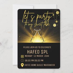 Neon Gold Light Digital Party e-invite Template, B Invitation