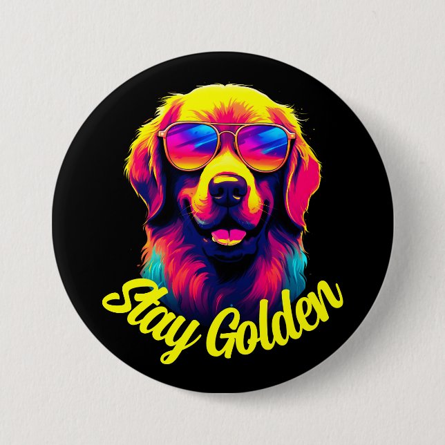 Neon Golden Retriever 7.5 Cm Round Badge (Front)