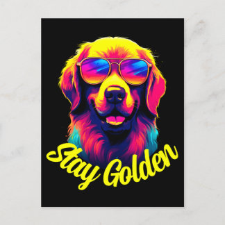 Neon Golden Retriever Postcard