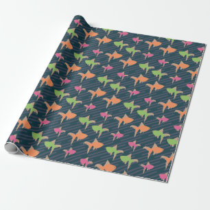 Neon Goldfish Retro Colourful Fun Pattern Wrapping Paper