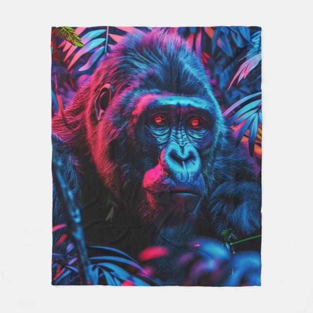 Neon Gorilla Fleece Blanket (Front)