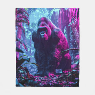 Neon Gorilla Fleece Blanket