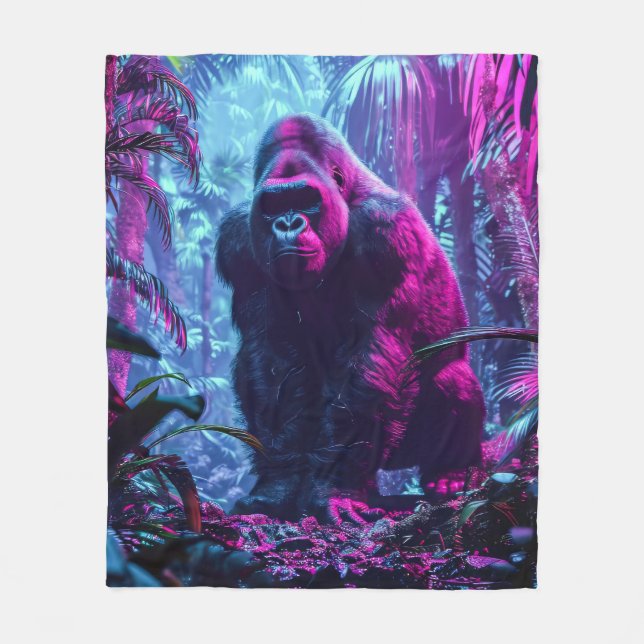 Neon Gorilla Fleece Blanket (Front)