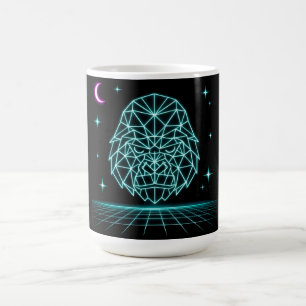 Neon Gorilla Synthwave - Retro Power Beast Coffee Mug