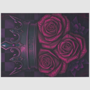 Neon Gothic Crown and Crimson Roses Decoupage  Tissue Paper