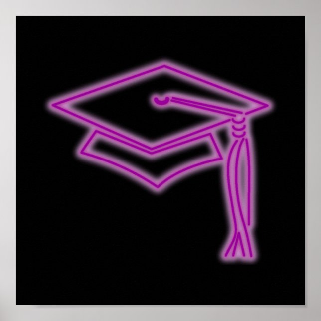 Neon Grad Cap Purple Poster (Front)