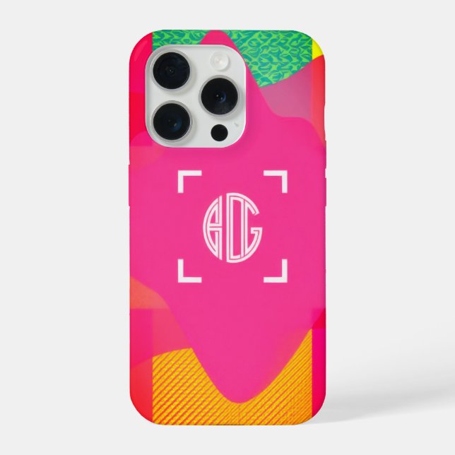 Neon Gradient Custom Monogram iPhone Case (Back)