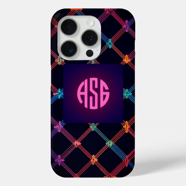Neon Gradient Custom Monogram iPhone case (Back)