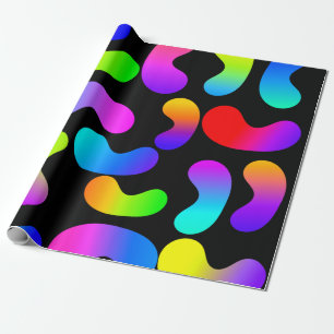 NEON GRADIENT MODERN BLACK PATTERN WRAPPING PAPER
