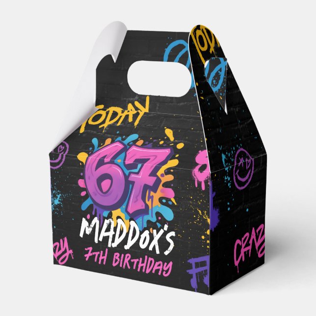 Neon Graffiti 6 7 Meme Trend Six Seven Birthday Favour Box (Front Side)