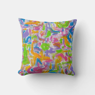 Neon Graffiti-Abstract Art Brushstrokes Cushion