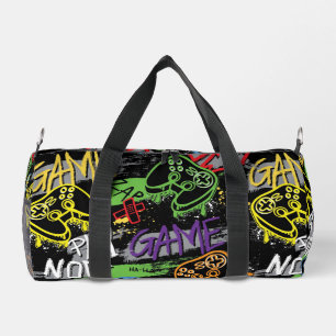 Neon Graffiti Gaming Pattern Duffle Bag