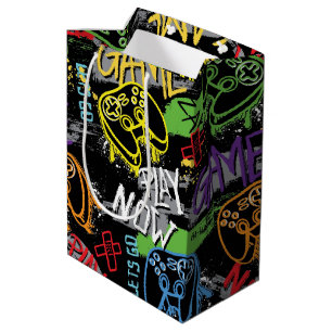 Neon Graffiti Gaming Pattern Medium Gift Bag