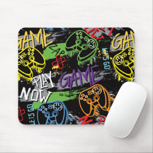 Neon Graffiti Gaming Pattern Mouse Mat