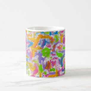 Neon Graffiti-Hand Painted Abstract Brushstrokes Coffee Mug