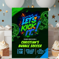 Neon Graffiti Teenager Bubble Soccer Invitation