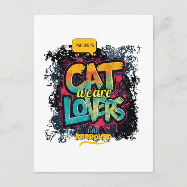 Neon Graffiti Typography Cat Lovers Pop Art Postcard (Front)