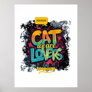 Neon Graffiti Typography Cat Lovers Pop Art Poster