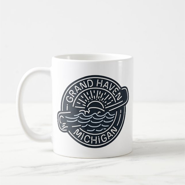 Neon Grand Haven Michigan Coffee Mug (Left)