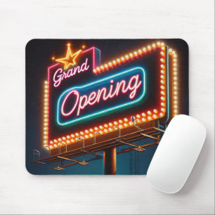Neon Grand Opening Billboard Mouse Mat