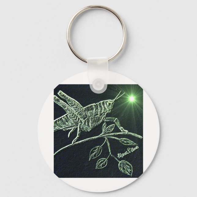Neon Grasshopper Key Ring (Front)