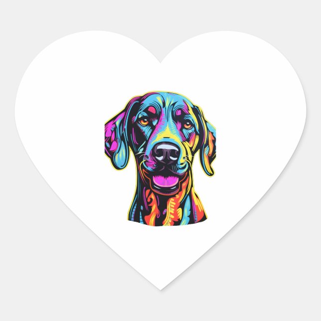 Neon Great Dane   Heart Sticker (Front)