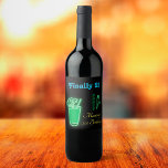 Neon Green 21st Birthday Wine Label<br><div class="desc">A bottle of wine at your 21st birthday party.  Neon green umbrella drink with green text that says Finally 21 and yellow birthday text with your name. A neon green woman dances in celebration.</div>