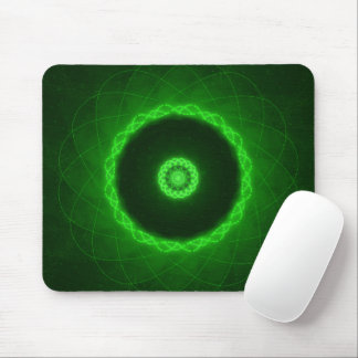 Neon Green Abstract Circular Pattern Mouse Mat