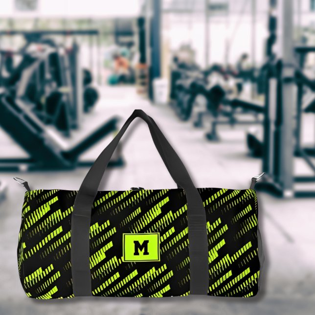 Neon Green Abstract Geometric Custom Gym Sports  Duffle Bag (Creator Uploaded)
