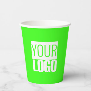 neon green  -  add bold logo paper cups