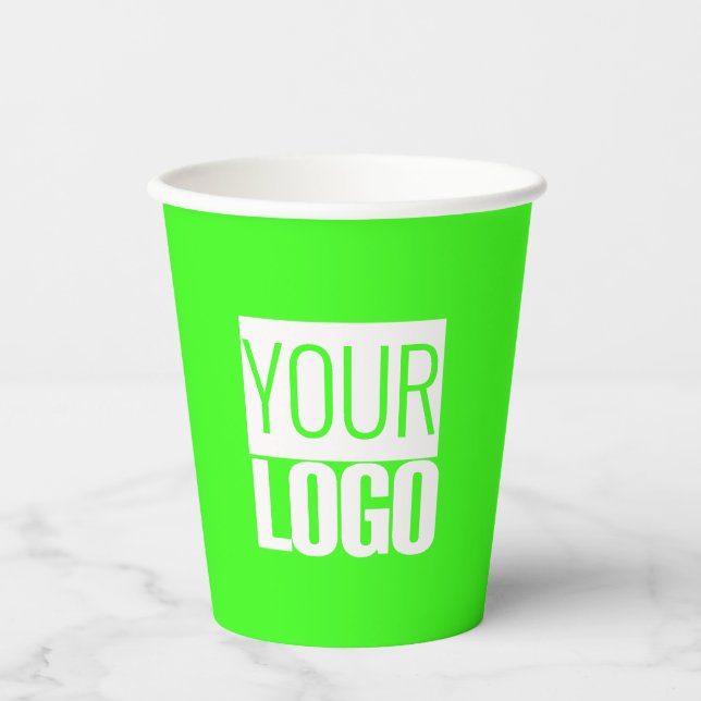 neon green  -  add bold logo paper cups (Front)