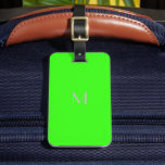 neon green - add monogram luggage tag<br><div class="desc">Luggage Tag featuring a solid neon green background with light grey font. Designed by Alma Wad, this piece offers a simple yet trendy look. Personalise both sides with your details today. Neon green is also linked with the Leo sign in Western astrology, so you might want to consider this when...</div>