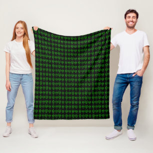 Neon Green Aliens Fleece Blanket