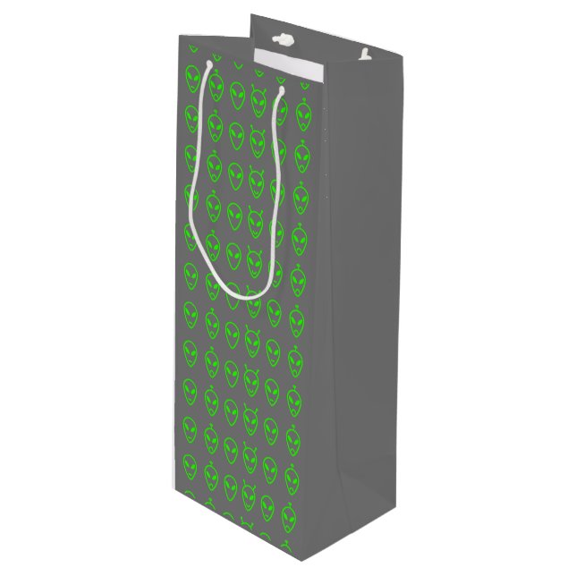 Neon Green Aliens Medium Gift Bag (Front Angled)