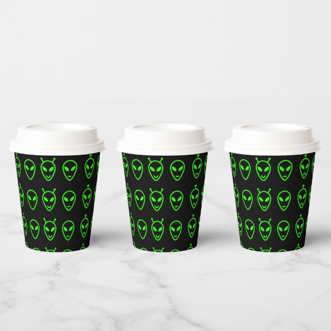 Neon Green Aliens Paper Cups (Multi)