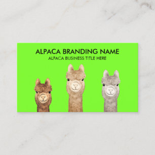 Neon Green Alpaca Animal Business Card