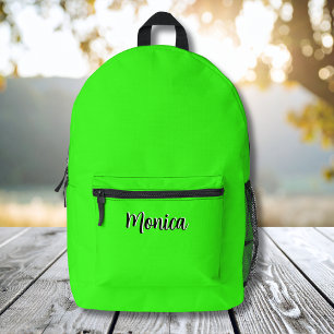 Neon Green and Black 3D Personalised Name Printed Backpack