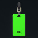 Neon Green And Black I Modern Monogram Luggage Tag<br><div class="desc">This modern luggage tag design features a rich Neon Green background,  with your initials in bold black text for a look that is simple and stylish,  yet professional.</div>