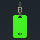 Neon Green And Black I Modern Monogram Luggage Tag<br><div class="desc">This modern luggage tag design features a rich Neon Green background,  with your initials in bold black text for a look that is simple and stylish,  yet professional.</div>