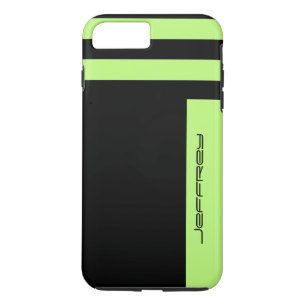 Neon Green and Black Minimalist, Name, Tough iPhone 8 Plus/7 Plus Case